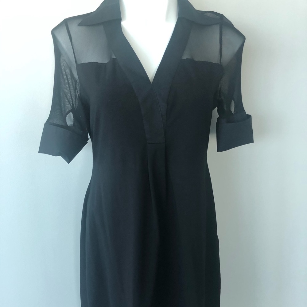 Anne Fontaine black stretch dress with mesh detail